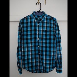 American Eagle Blue, Plaid Button Down